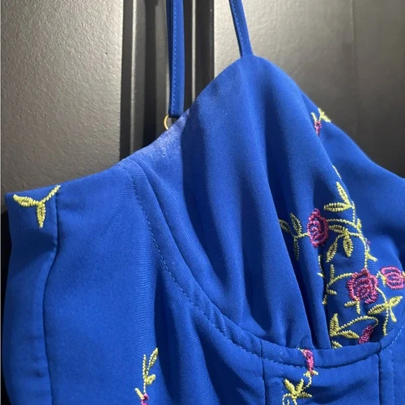 Betsey Johnson Floral Sweetheart Bustier Tiered Midi Dress - Picture 6 of 8